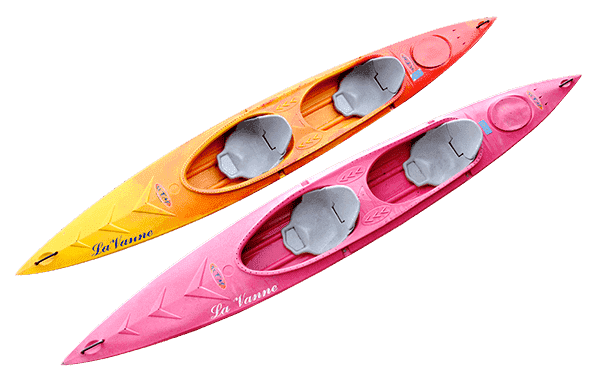 Kayaks 2 personnes confort couleur rose et couleur soleil